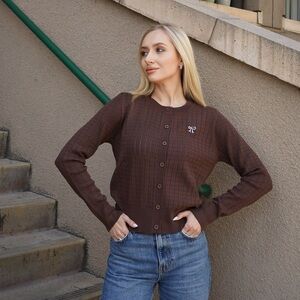 Brown Button-Up Women's Sweater